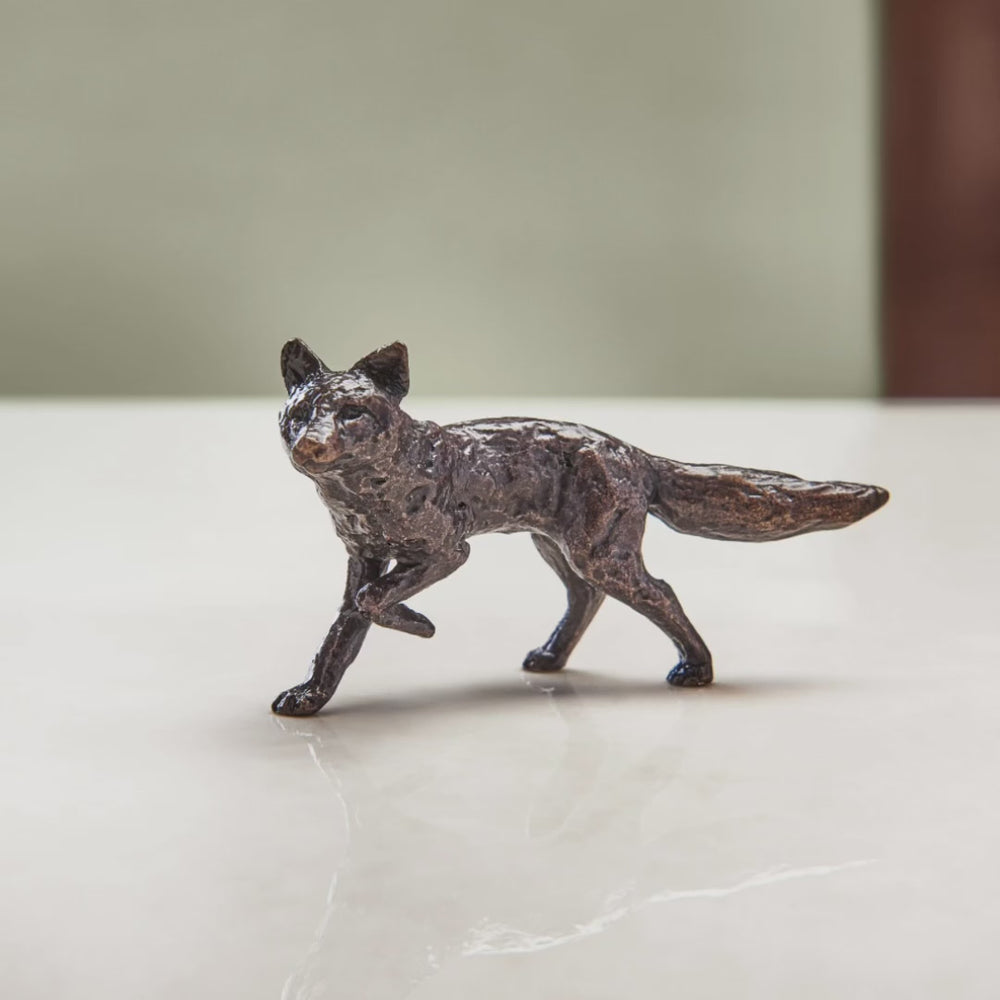 
                  
                    Load and play video in Gallery viewer, Miniature bronze figurine of a fox. Ideal as a bronze anniversary gift or thoughtful birthday gift.
                  
                