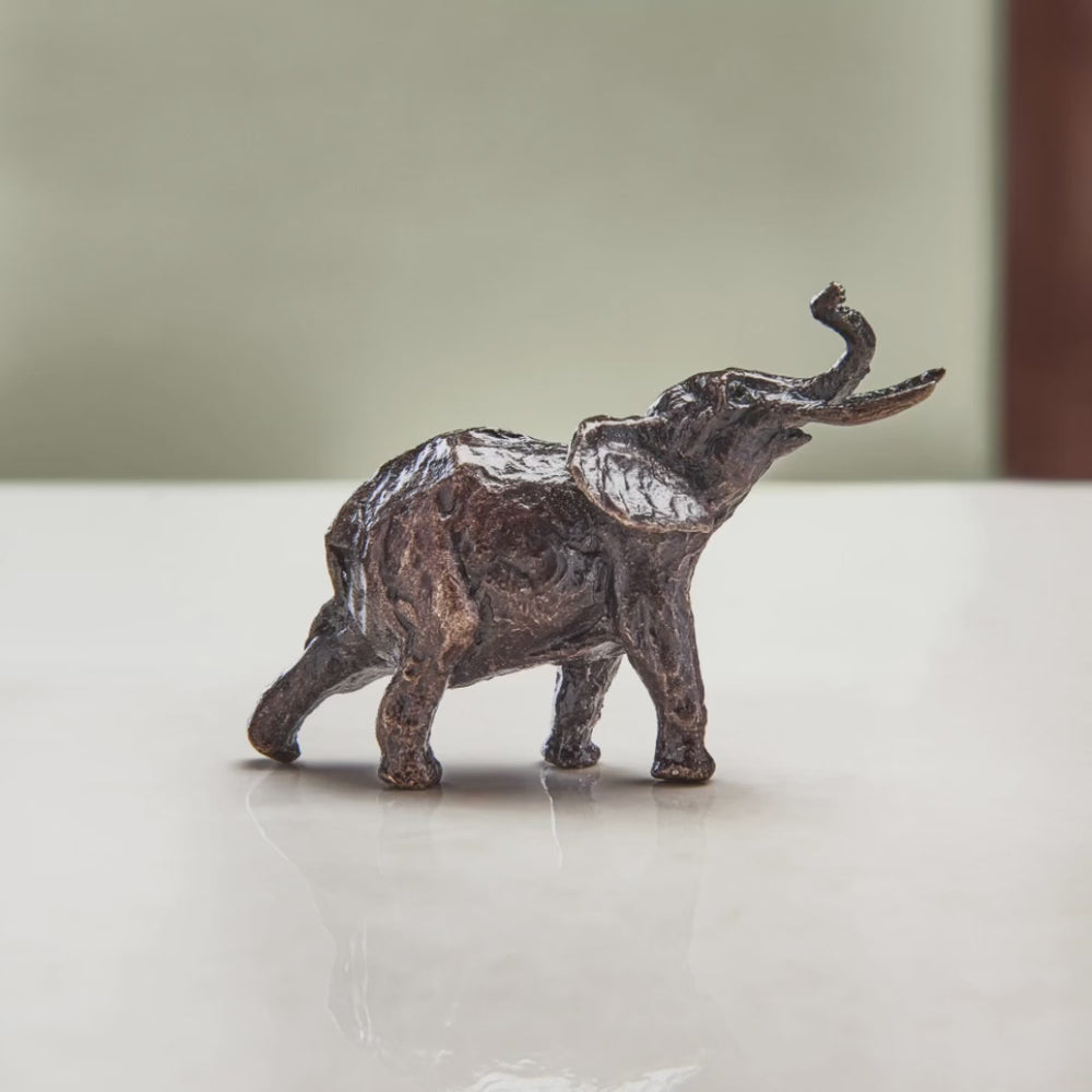 
                  
                    Load and play video in Gallery viewer, Miniature bronze figurine of an elephant. Give as a bronze anniversary gift or thoughtful birthday gift.
                  
                