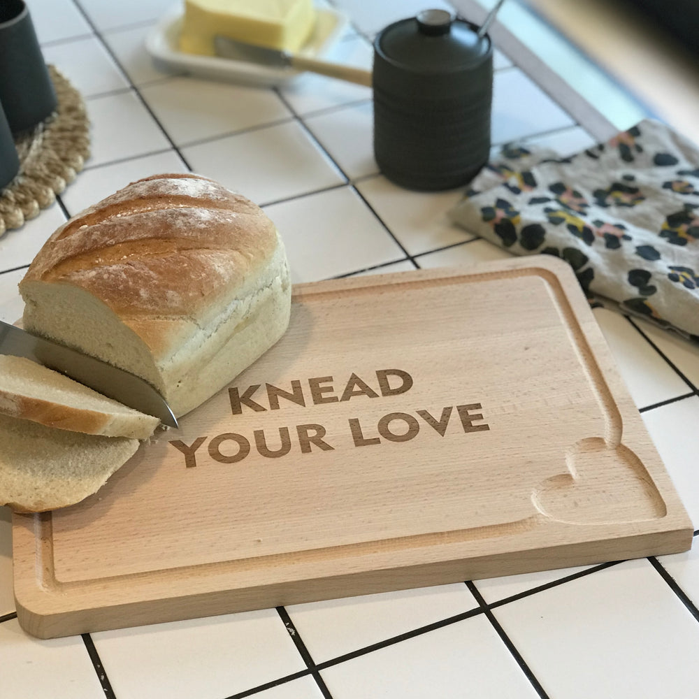 'Knead Your Love' Wooden Bread Board
