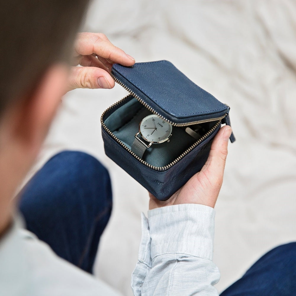 
                  
                    Leather Jewellery and Watch Box - Ink Blue
                  
                