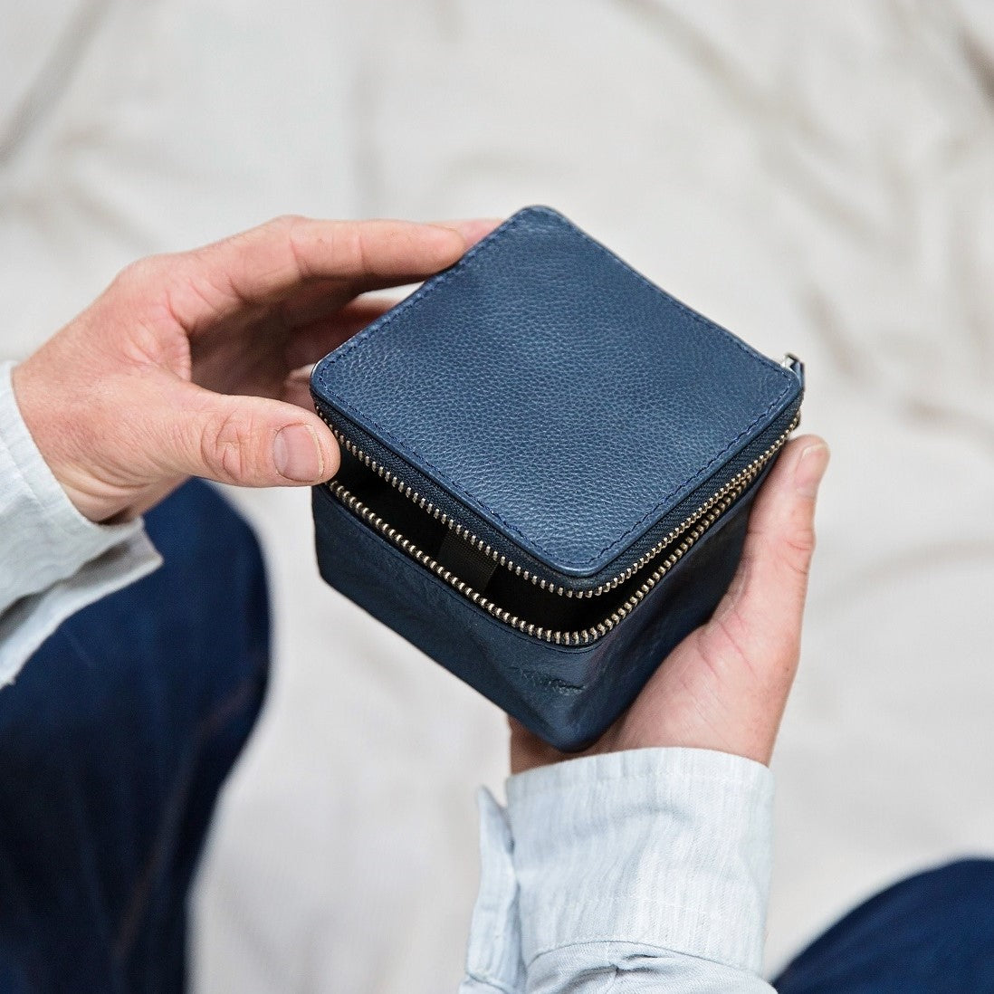 
                  
                    Leather Jewellery and Watch Box - Ink Blue
                  
                