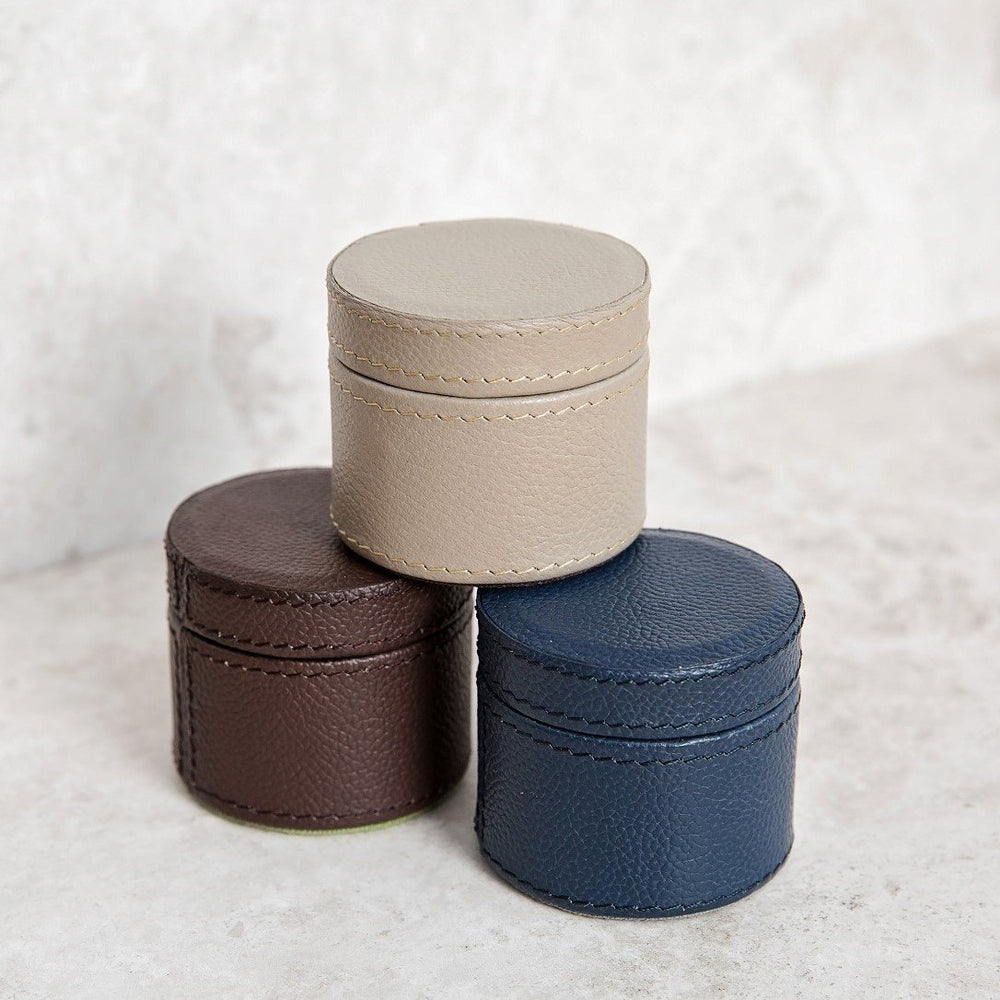 
                  
                    Leather Cufflink Box Round - Stone
                  
                