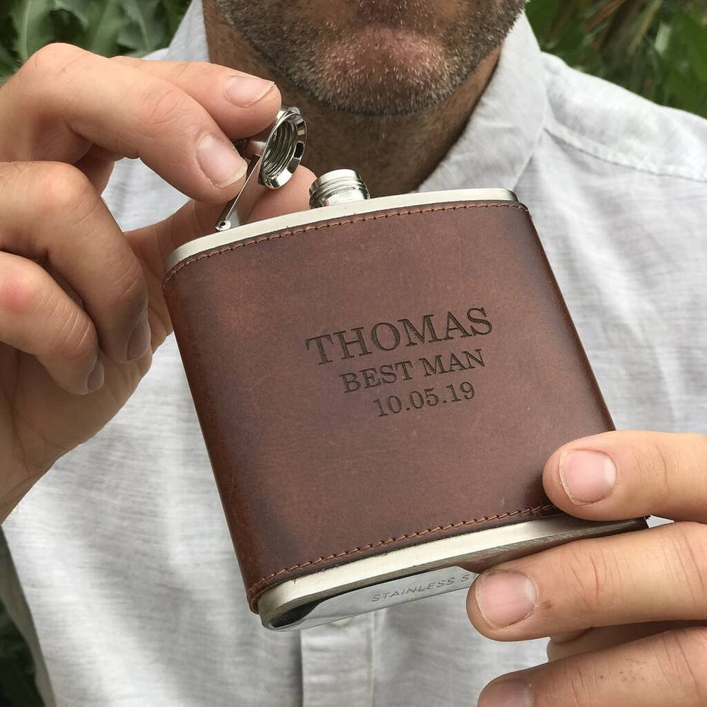 
                  
                    Leather Hip Flask - Best Man
                  
                